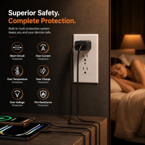 Image of 45W 3Pack Black Super Fast Charger USB C Dual Port Charger Type C Fast Charging Block with 60W [3FT+6FT+10FT] USB C to USB C Charger Cord for Galaxy S26 /S25 /S24,for iphone 17 /16 /15,for iPad and More
