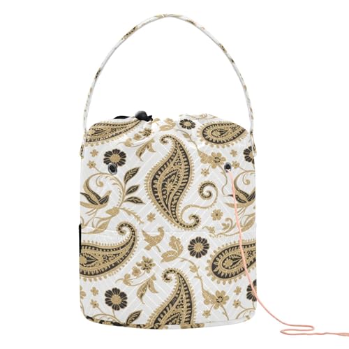 Gold Black Paisley Flower Boho White Crochet Bags...