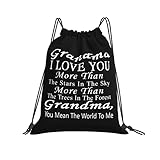 Grand-Mère, Je T'Aime Plus Que Les Étoiles Dans Le Ciel, Tu Représentes Le Monde Pour Moi. Bénédiction Homme Femme Cordon Sacs À Dos Pratique Sac A Dos Cordon Mode Sac De Sport