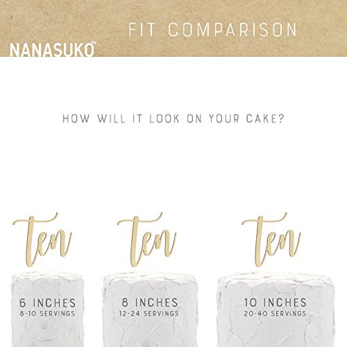 Nanasuko 10Th Birthday Cake Topper - Ten - Double Sided Gold Glitter - Premium Quality Made In Usa #TOP2