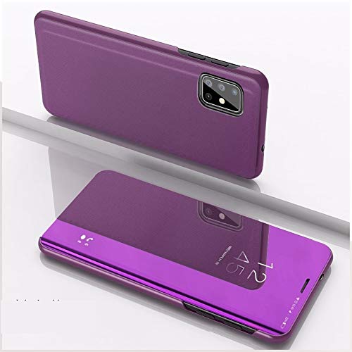 JIANGNIUS Phone Case for VIVO Y50/Y30 Plated Mirror Horizontal Flip Leather Case with Holder(Silver) (Color : Purple)