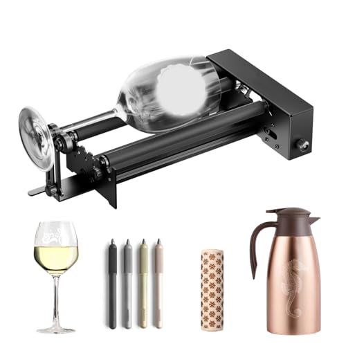 Support réglable pour gravure d'objets cylindriques et rouleau rotatif 360