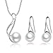 Produktbild Schmuckset mit Halskette und Ohrringen, Süßwasserperle, 925er Sterlingsilber, Geschenk für Frauen