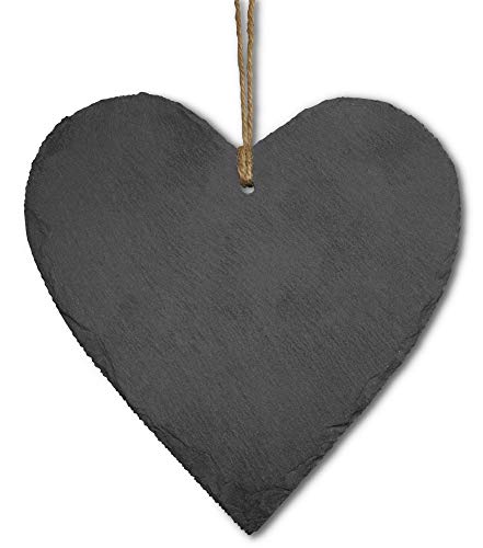 Coeur élégant en Ardoise pour écrire - Coeur décoratif en Ardoise avec Un Cordon pour l'accrocher - Coeur à accrocher pour la décoration 16cm - déco...