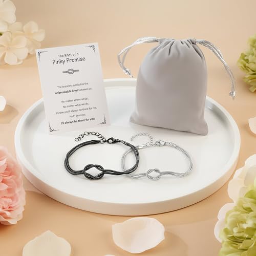 Pulseras a juego para pareja Trinckle rosa nudo amor miniatura 6
