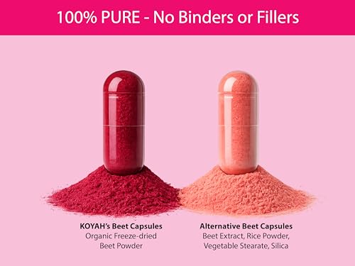 Image of KOYAH - Organic Beet Capsules, Freeze-Dried: 60 Capsules | 500 mg per Capsule, Whole Beet Root - Cardiovascular Support & Blood Flow Support*