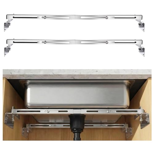 Undermount Sink Brackets 2PCS Adjustable Heavy Duty Stainless Steel Sink Support Brackets Kitchen & Bathroom Sink Mounting Fixings (20-31.4in)