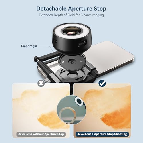 Image of APEXEL 120X Phone Microscope Lens, Jewelers Loupe Magnifier with Eyecup /Illuminated LED Light /Universal Clip, Compatible with iPhone /Android Gems, Jewelry, Coins, Portable Mini Pocket Microscope