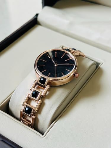 Image of AMERICANVIBER Red Diamond-Studded Women's Analog Watch with Adjustable Strap, Stylish Round Dial Wrist Watch for Girls & Ladies, Suitable for Casual, Office, and Formal Use