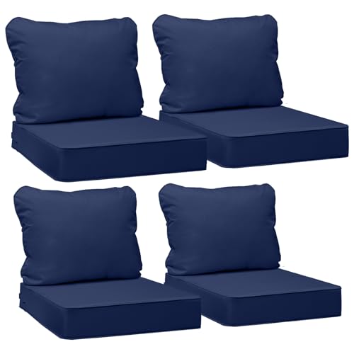 Image of AAAAAcessories Outdoor Deep Seat Cushions, Waterproof, Fade-Resistant Patio Furniture Replacement Cushions, 23.5 inch x 25.5 inch x 5 inch + 23.5 inch x 19 inch, Set of 4, Navy Blue