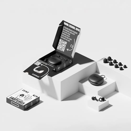 Image of Zenz Unwind Pro Ear Plugs for Sleeping, Soft Silicone Reusable Earplugs for Snoring, Yoga, Reading, Focus & Travel, 35dB Noise Reduction, 4 Sizes XS /S /M /L, Secure Fit with Case (Onyx Black, One Size)