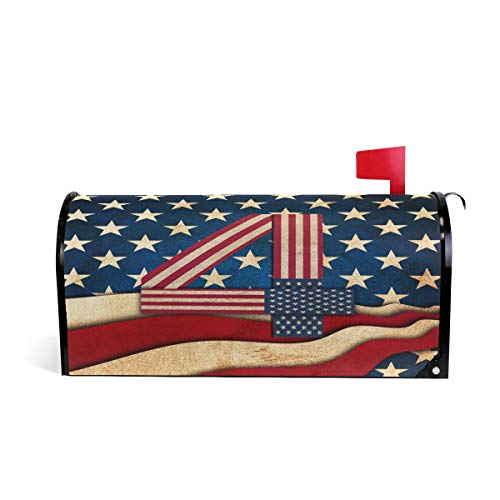 WOOR 4th of July Independence Day America USA Magnetic Mailbox Cover MailWraps Garden Yard Home Decor for Outside Oversized-25.5