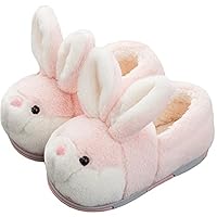 LANFIRE Rabbit cotton shoes Bunny slippers home slippers Warm plush slippers animal slippers shoes for women (Pink shoes, 5/5.5, numeric_5)