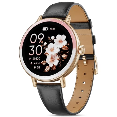 TIFOZEN Smartwatch Damen, 1,27 HD Screen Rund Klein Armbanduhr mit Telefonfunktion/Menstruationszyklus/SpO2/Pulsuhr/Schlafmonitor/Schrittzähler/IP68/100+ Sport Fitnessuhr für Android iOS, Gold Schwarz TIFOZEN Smartwatch Damen, 1,27 HD Screen Rund Klein Armbanduhr mit Telefonfunktion/Menstruationszyklus/SpO2/Pulsuhr/Schlafmonitor/Schrittzähler/IP68/100+ Sport Fitnessuhr für Android iOS, Gold Schwarz