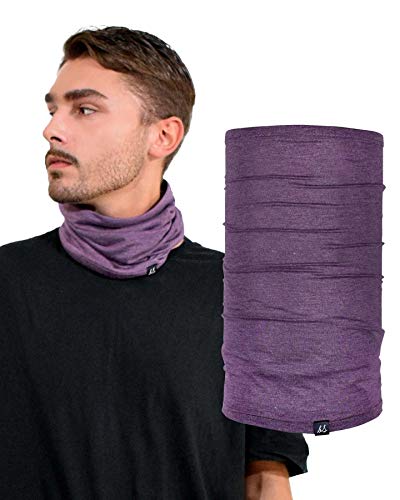 Image of Basic Sense Multifunctional Headwear Cotton Rich Sports Snood Neck Warmer Gaiter, Medium Purple Marl