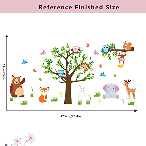 Supzone Jungle Animal Wall Stickers Forest Animal Tree Wall Sticker Owls Wall Decals For Kids Baby Nursery Playroom Bedroom Classroom Kindergarten Wall Decor #TOP5