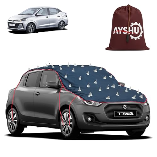 Image of AYSHU Water-Resistant Spike Car Cover for Hyundai Aura - Protects from Dogs, Monkeys, Dust, Sunlight & UV - Full Roof Universal Fit