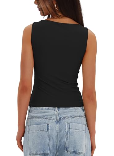 Darong Women's High Neck Tank Top Sleeveless Double Lined Basic Tops Going Out Casual Tank Shirts2