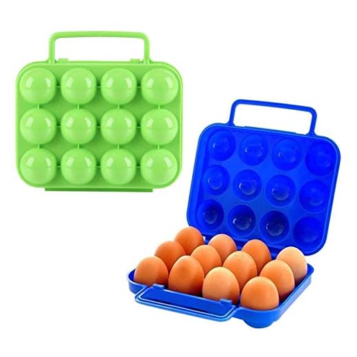 Guador Portable Porte Oeufs Boîte, 2 Pièces Portable Boîte à Oeufs en Plastique 12 Grilles Boîte de Rangement Conteneur Plateau D'oeuf Boîte à œufs Pliable pour Camping Plein Air(Bleu,Vert)