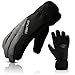 HIKENTURE Winterhandschuhe, Wasserdicht Fahrrad Handschuhe Winter Herren Damen, Winddichte Skihandschuhe Fahrradhandschuhe mit Langlauf Gel Gepolstert Männer Frauen, Outdoor Handschuhe-Schwarzgrau L