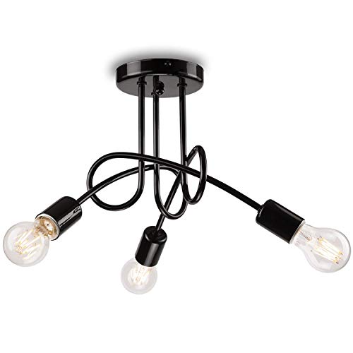 Edison Lampadario Antico Lampadario 3 Teste di Metallo Ferro Lampade D'epoca Industriale Lampada a Soffitto Luce del Pendente E27 Retro Industriale(nero)