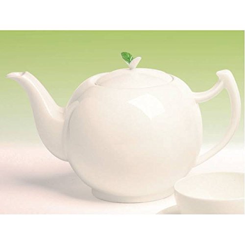 Teekanne TEA TIME BLATT für 1,5L weiß Bone China Porzellan Tea Logic