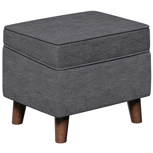 FAGAGA Storage Ottoman with Adjustable Cover, Soft Step Stool, Footrest and Seat, Ottoman Foot Rest for Living Room, Bedroom, Dorm, Light Gray