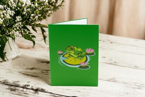 Image of Rykamia Green Frog Pop Up Card - Blank Frog Card With Envelope, Birthday, Kids, Gift, Thank You, Get Well Soon
