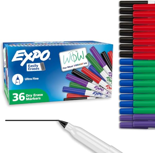 Image of EXPO Dry Erase Markers,Low Odor Ink,Assorted Colors,Ultra Fine Tip,- For Whiteboards,Home,Office Essentials,School,Teacher Supplies,36 Count (Pack of 6)