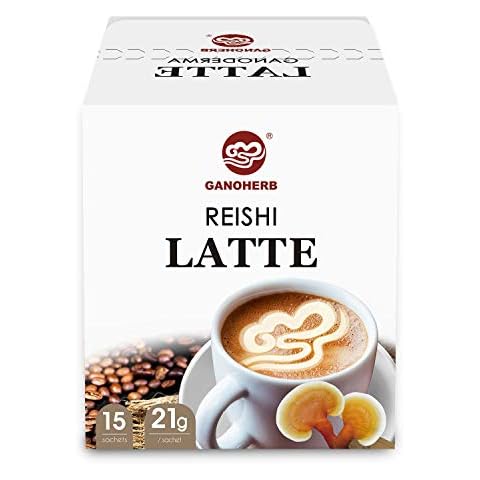 GANOHERB Reishi Mushroom Latte Coffee Powder, 4 in 1 Instant Arabica Coffee with Organic Ganoderma Lucidum Extract to Improve Appetite Stress Relief, Rich Taste Excellent Flavor, 11.1oz (15 Count) Cover