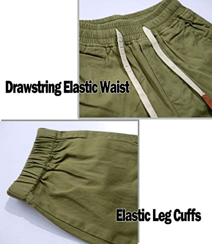 Tlaenson Boys Cargo Pants Cotton Casual Pants Drawstring Loose Jogging Bottoms Elastic Cuffed Cargo Joggers Green 6-7 Years #TOP4