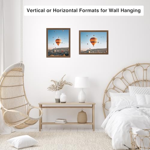 Image of JCJMY 8.5x12 Picture Frame Brown for Wall Hanging or Tabletop, Wall Mounting Horizontally or Vertically, 8.5 x 12 Wall Gallery Poster Photo Frame with Shatter Resistant Plexiglass, Brown