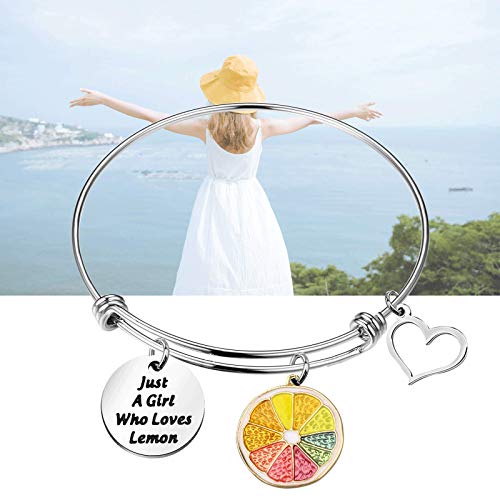 Image of WSNANG Lemon Gift Just A Who Loves Lemon Bracelet Cute Fruit Lemon Jewelry Fruit Style Jewelry Gift for Lemon Lovers (Lemon BR)