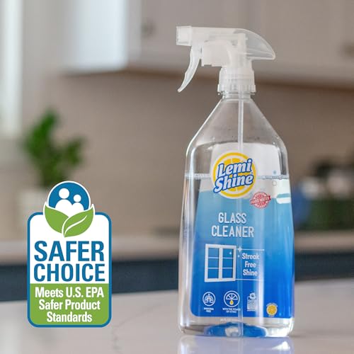 Lemi Shine Glass & Surface Cleaner - Multi-Surface Glass Cleaner Spray with Powerful Citric Acid, Cleans Smudges and Streaks From Windows, Glass, And Mirrors, 28oz - 3 Pack
