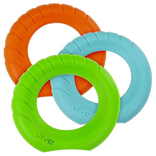 Vive Ring Grip Exerciser Kit 6 Pack - Finger Hand Strengthener - Rehabilitation Strengthening for Forearm and Wrist - Strength Gripper Trainer for Carpal Tunnel, Stress Relief, Arthritis - PT Workout