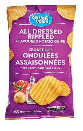 Great Value All Dressed Potato Chips, 200g/7.1 oz., Bag {Imported From Canada}