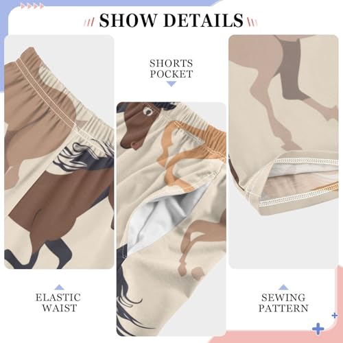 ZZXXB Horses Pattern Boys Long Pants Soft Trousers Elastic Waist Kids Lounge Bottoms with Pockets S-XL4