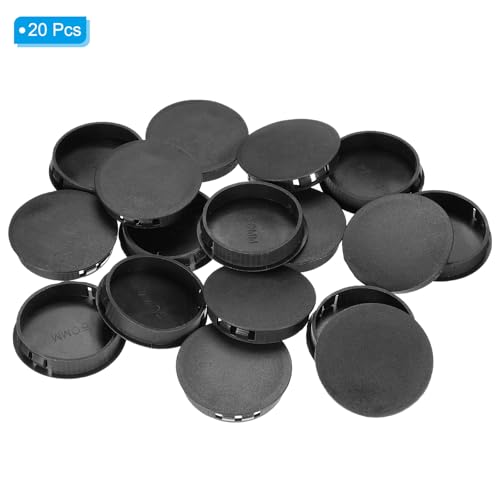 Image of PATIKIL 2 inch /50mm Plastic Hole Plugs, 20Pcs Flush Type Round Hole Plugs Cover Snap in Locking Hole Tube for Table Kitchen Cabinet Furniture, Black