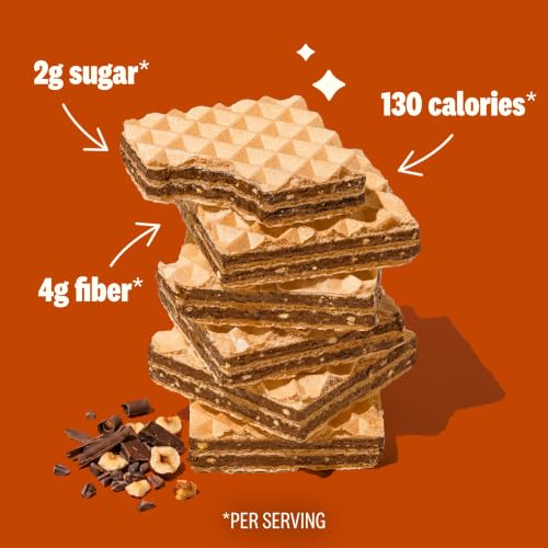 Image of Rip Van Chocolate Hazelnut Wafer Cookies, Keto, Non-GMO, Healthy Snacks, Low Carb & Low Sugar (2g), Low Calorie, Vegan, 16 Count