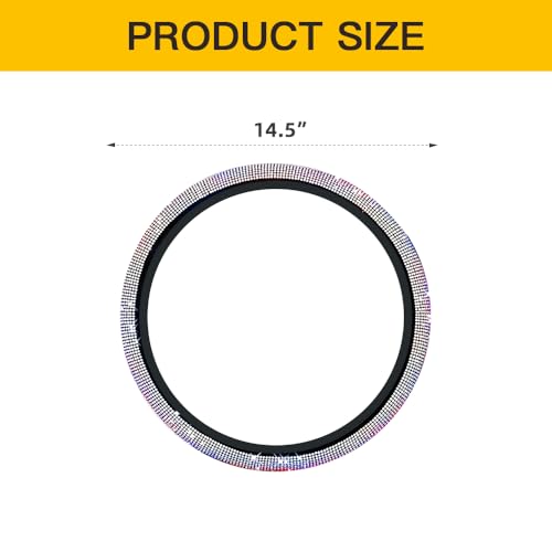 Image of Car Steering Wheel Cover with Sparkly Rhinestones, Bling,Suitable for Most 14.5 inch-15 inch Pickup Trucks, SUV (Colorful)