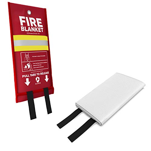 Alorva - 2 x Fire Blankets with Silicone-Coated Fiberglass Cloth for Rapid Fire Suppression – Hi-Viz, 40 x 40 inch – Reinforced Stitching for Max Protection – Firefighter Designed and Tested