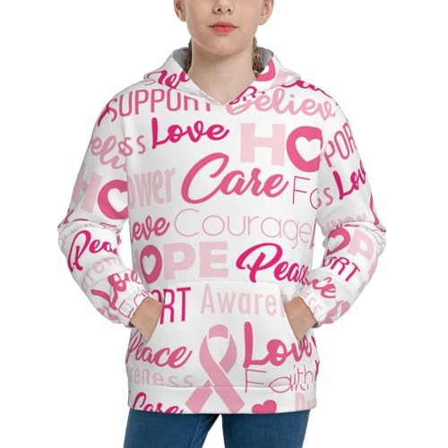 Breast Cancer Pink Ribbons Awareness (2) Kid Hoodies Boys Sweatshirts Girls Pullover with Pocket