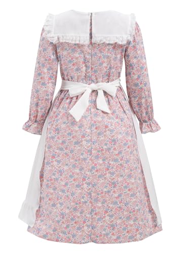 Disfraz colonial floral para niña con delantal y cofia miniatura 2