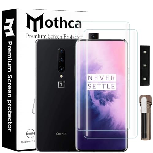 Image of Mothca Curved UV Tempered Glass Screen Protector for OnePlus 7 Pro / 7T Pro | Transparent | Pack of 2 | Borderless Full Screen Coverage with UV Installation Kit