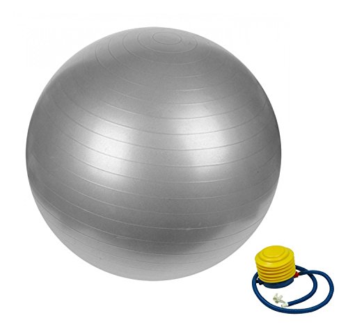 AFX Ballon de Fitness Suisse Epais Exercice de Yoga Gym Stabilité Anti-Explosion avec Pompe à Main 75cm - Différentes Coloris (Argent)