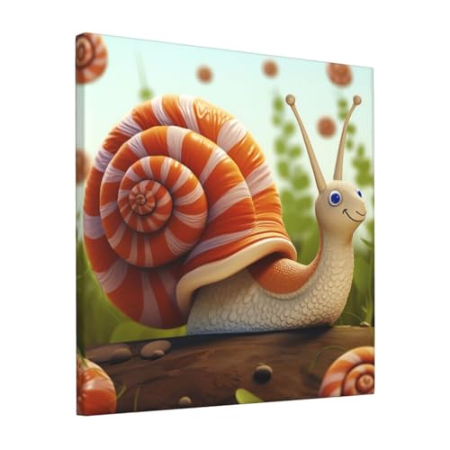 Poster sur toile escargot mignon 30x30 déco murale maison bureau