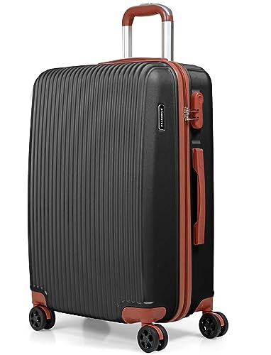 CALDARIUS Hardshell Luggage | Durable Suitcases | Lightweight & Secure with Combination Lock | Smooth 4 Dual Spinner Wheels | Ideal Travel Bag & Luggage Sets (Grey Medium 24)