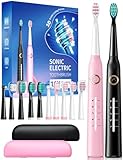 Demita Elektrische Zahnbürste, Schallzahnbürsten mit 8 Bürstenköpfen 40000 VPM 5 Modi, Schallzahnbürsten Schnellladung 4 Stunden