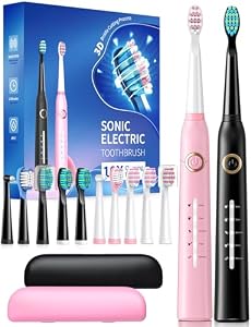 Electric Toothbrush for Adult, Sonic Toothbrushes with 8 Brush Heads 40000 VPM 5 Modes, Sonic Toothbrushes Fast Rechargeable 4 Hours Last 30 Days (P1, Cleanwhite)