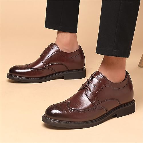 Invisible Height Increasing Leather Brogue, Leather Elevator Shoes Lace-Up Oxford Dress Shoes Height-Enhancing Wedding Fashion Shoes3